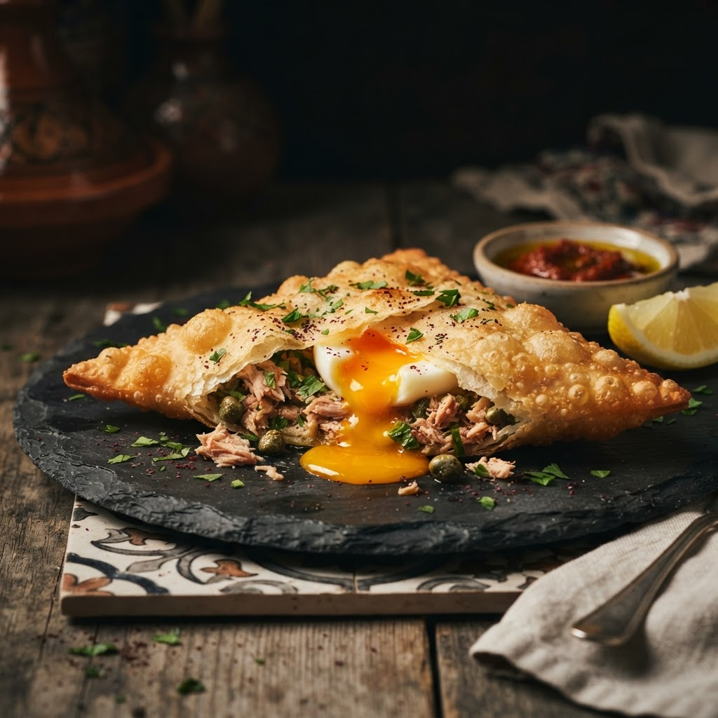 Tunisian Brik, a street food dish from Tunis