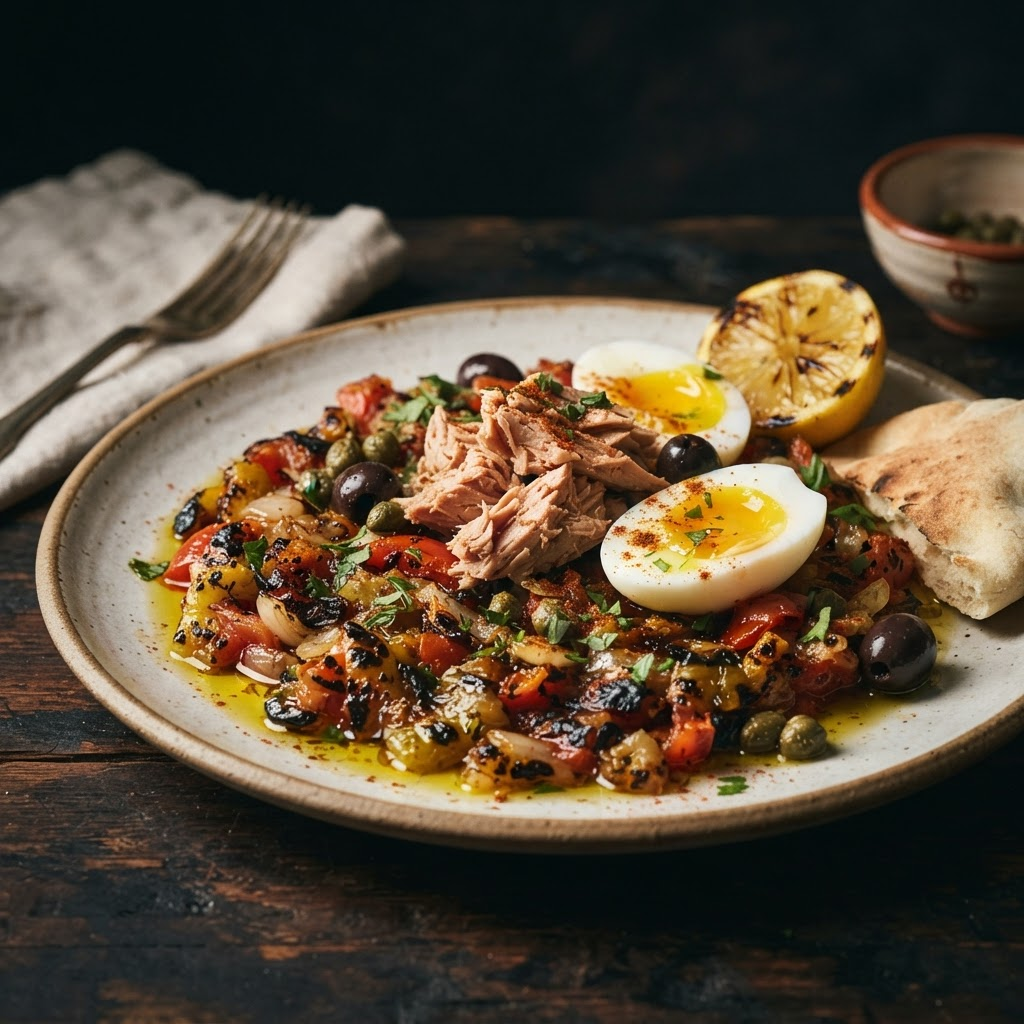 Slata Mechouia, a condiments dish from Sousse