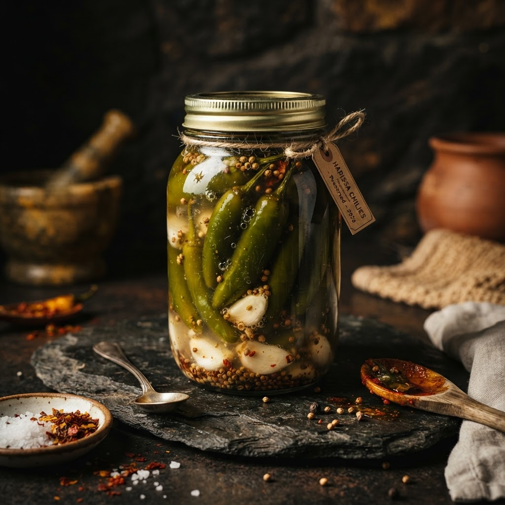 Preserved Green Chilies, a condiments dish from Gabès