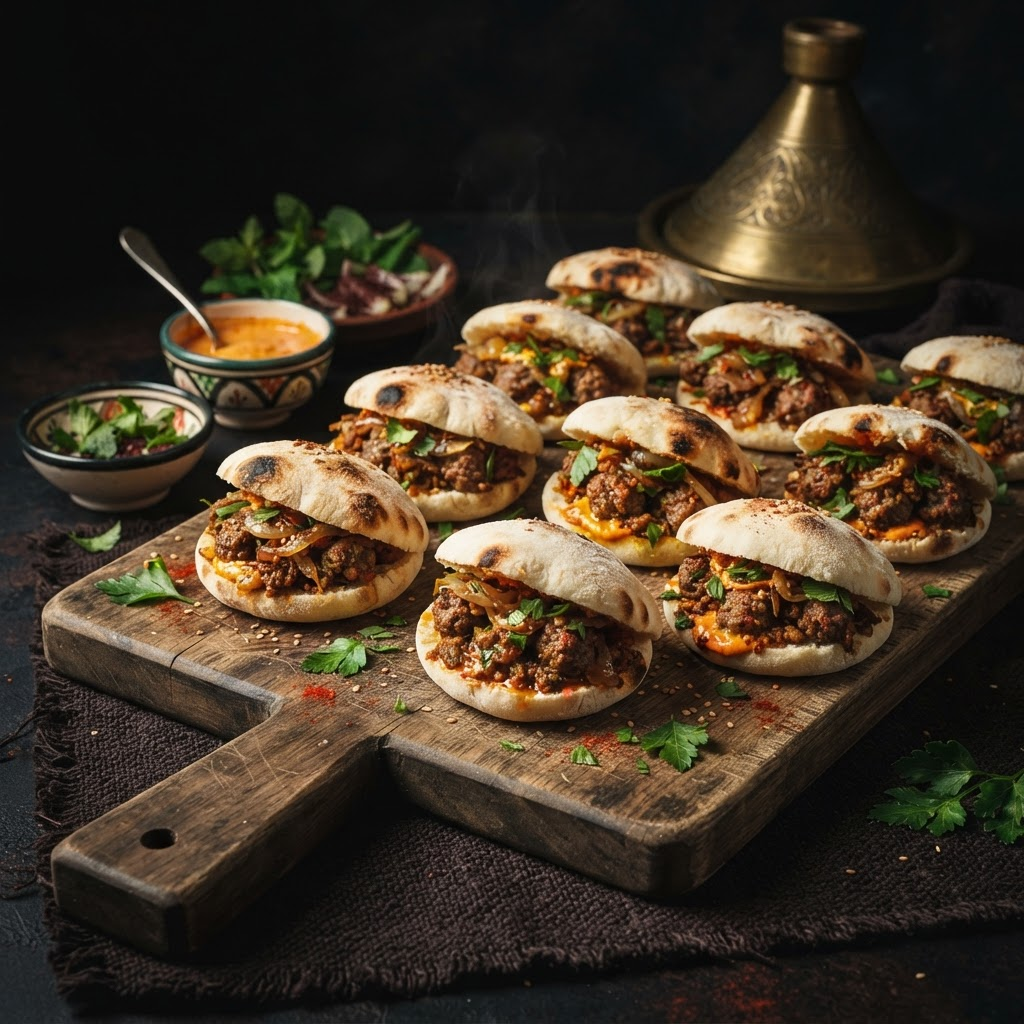 Batbout Sliders, a street food dish from Meknes