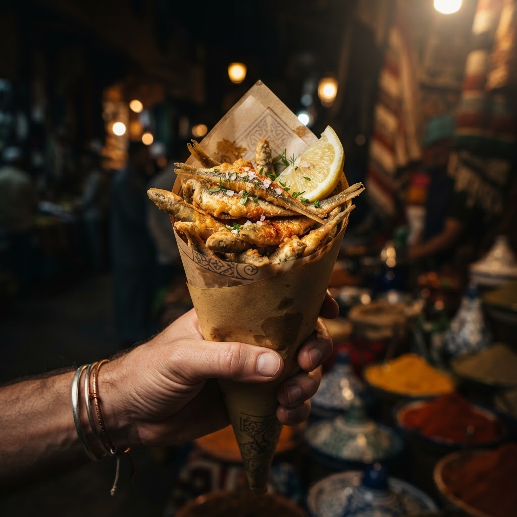 Fried Whitebait Cornet, a street food dish from Bizerte