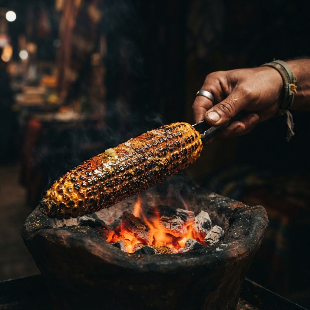 Grilled Corn with Cumin, a street food dish from Casablanca