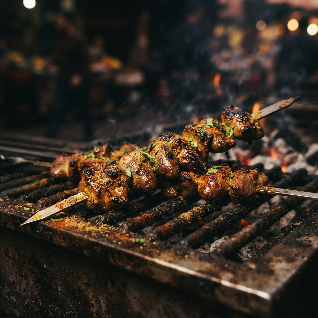 Douara Offal Skewers, a street food dish from Fez