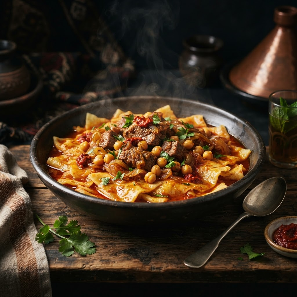 Chakhchoukha Ravioli Stew, a tagines & stews dish from Biskra