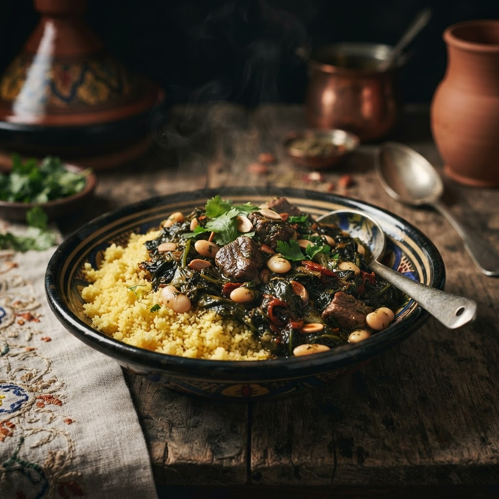 Pkaila Spinach & Beans, a sephardic traditions dish from Tunis