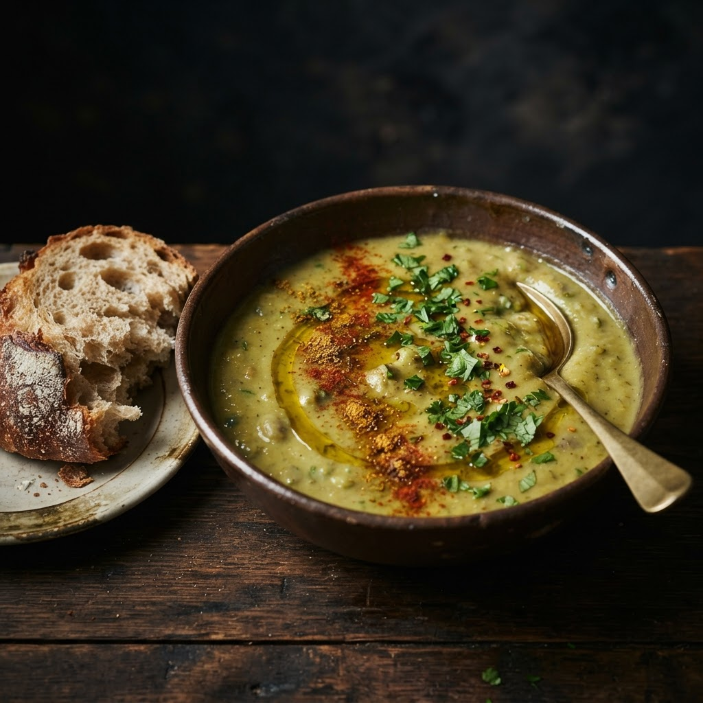 Bessara Fava Soup, a street food dish from Chefchaouen
