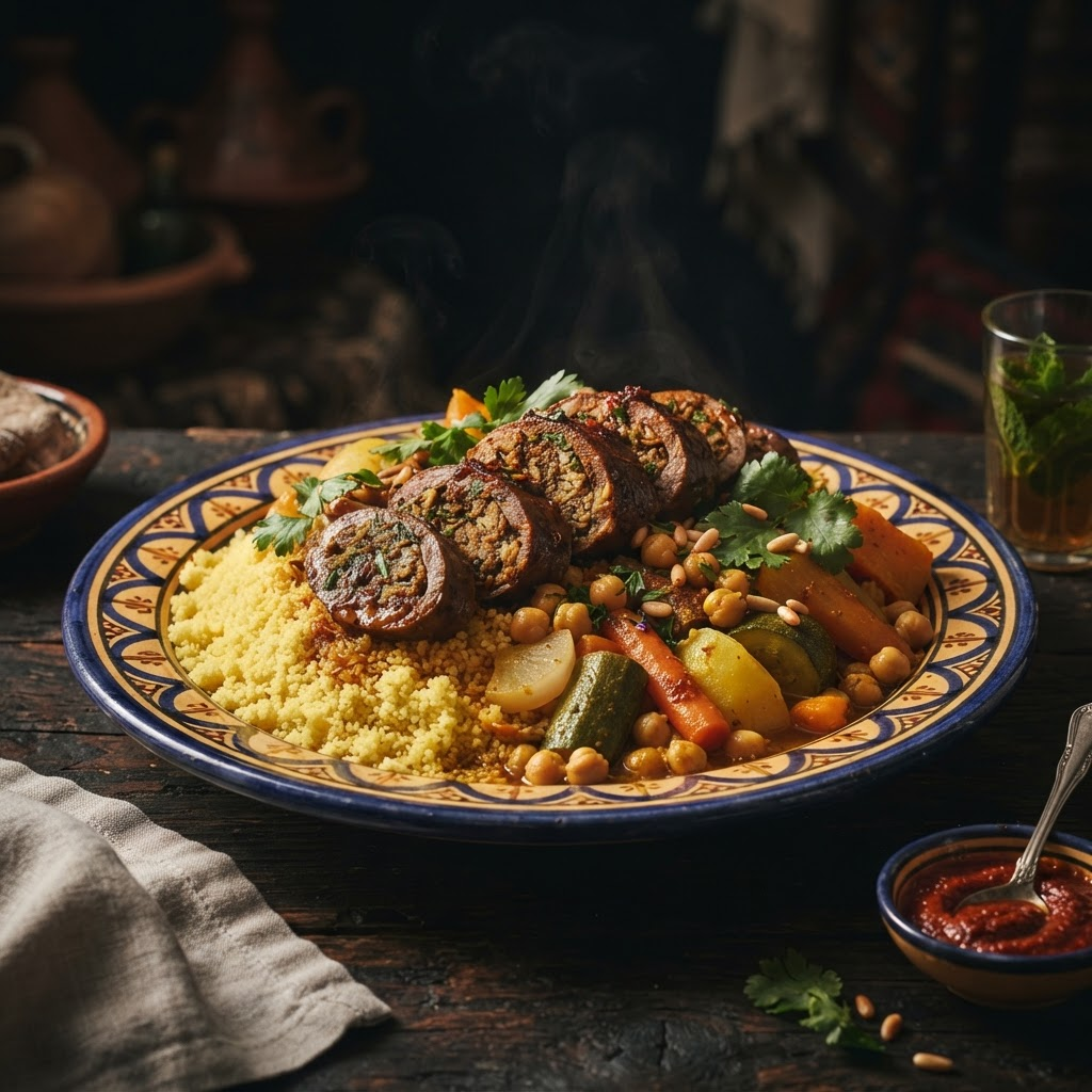 Couscous with Osban, a sephardic traditions dish from Djerba